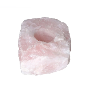 Support de bougie en pierre naturelle sculptée à la main en quartz rose, agate et pierres précieuses, pour la lithothérapie, vente en gros - Product Image 1