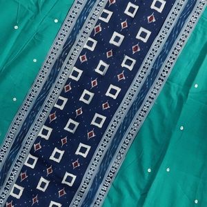 Ikkat <b>Arts</b> Aqua Teal <b>Sequin</b> Silk Kurta – Teal & Indigo Festive Ethnic Wear Kurta - Product Image 5