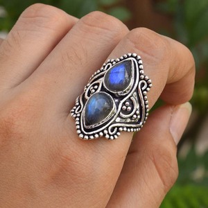 Natural <b>Labradorite</b> <b>Ring</b> 925 Sterling Silver Blue Fire <b>Labradorite</b> Gemstone Jewelry Blue Flash Stone <b>Ring</b> Unique Gift for Her - Product Image 4