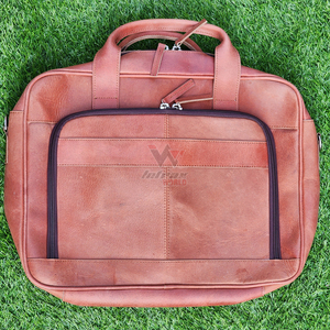 Reddish Brown <b>Leather</b> <b>Laptop</b> <b>Bag</b> Luxury Style Dual Handles Front Zipper Pocket Durable Messenger <b>Bag</b> For Business Travel - Product Image 6