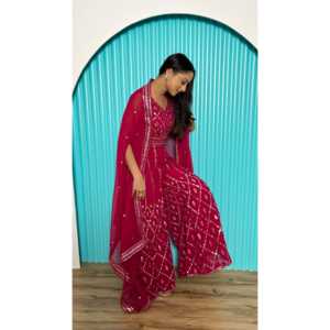 Hermosa ropa india y pakistaní parte superior inferior Koti con espejo de aluminio y trabajo de hilo - Product Image 1