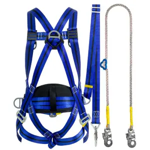 High quality electrician lineman full body safety harness belt with double lanyard hook