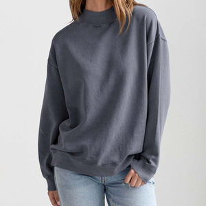 Sweat-shirt oversize vert sauge pour femme, col montant, en molleton épais de qualité supérieure, à manches longues, pull décontracté minimaliste - Product Image 2