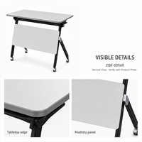 Table de formation mobile avec cadre noir, plateau gris clair et panneau de modestie pour bureaux, ateliers et salles de réunion