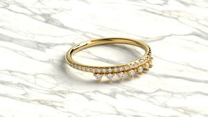 Minimalist 18K Gold Curved Round Diamond Wedding Band <b>Stacking</b> <b>Ring</b> Engagement Band Fine Jewelry for Women - Product Image 3