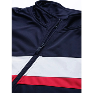 Mens Navy Blue Colorblock Tracksuit Full Zip Jacket Tapered <b>Jogger</b> Set 240GSM <b>Polyester</b> Winter Sportswear Suit - Product Image 4