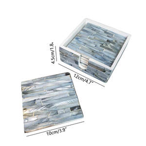 Posavasos de estilo costero de nácar con soporte, posavasos decorativos de concha de capiz para mesa de café, de Vietnam - Product Image 2