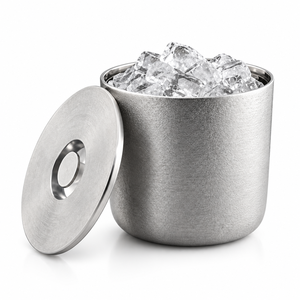 Seau à glace de luxe en acier inoxydable avec couvercle, réutilisable, écologique, antidérapant, accessoire de bar, conteneur à glaçons en métal Alabanza - Product Image 1