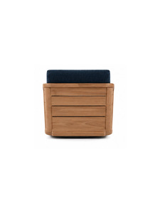 Fauteuil moderne en bois massif avec revêtement en tissu bleu marine, design mi-siècle pour salon et mobilier de détente - Product Image 6