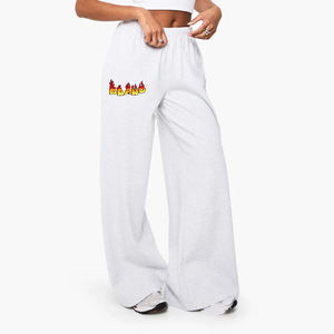 Pantalones deportivos de mujer de cintura media, corte regular, de forro polar, para ocio al aire libre, deportes de invierno, cómodos, al por mayor, con cintura elástica de encaje y frente plano - Product Image 6