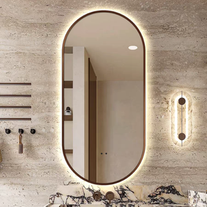 <span class=keywords><strong>Miroir</strong></span> rectangulaire moderne personnalisable à LED avec cadre en acier inoxydable et mur intelligent à commande tactile pour hôtels. - Product Image 2