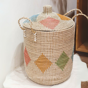 ตะกร้าใส่ของสไตล์วินเทจทำด้วยมือสีขาวธรรมชาติที่เก็บของในห้องครัวแบบอเนกประสงค์ - Product Image 3