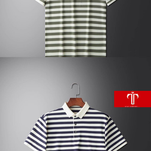 เสื้อเชิ้ตคอเต่าแขนสั้นลายสก็อตปักลายระบายอากาศสำหรับผู้ชายคอลเลคชั่นฤดูร้อนระดับพรีเมียม - Product Image 1