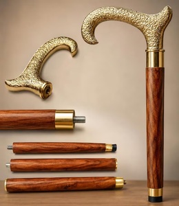 Elegant Gold-Plated Brass Walking Cane With Floral Engraving For Gentlemen - Product Image 4