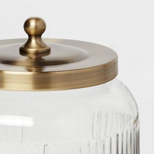 Élégant petit pot de rangement en verre avec couvercle en laiton pour l'organisation de la salle de bain - Product Image 4