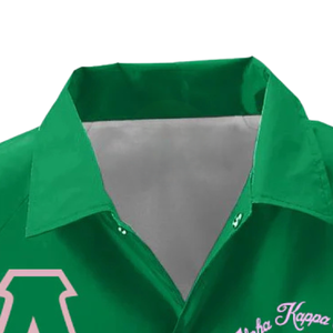 Chaqueta Verde con Letras Griegas Bordadas, Chaqueta Casual de Manga Larga con Botones para Mujer - Product Image 4