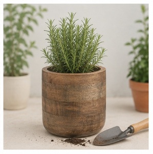 Pot de fleurs rond en bois rustique et jardinière d'extérieur en pin naturel durable pour la décoration de balcon et de jardin (vente en gros) - Product Image 4