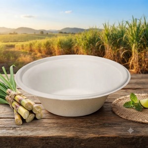 Bol jetable en bagasse blanche de 6 oz, écologique, pour la restauration et la livraison - Product Image 2
