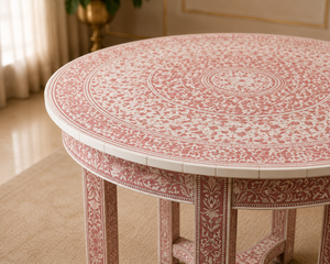 Wooden <b>Dining</b> <b>Table</b> Floral Pattern Decorative Bone Inlay Traditional Design 4-Seater <b>Dining</b> Room Furniture for Home Restaurant - Product Image 2