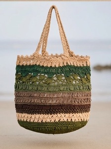Sac fourre-tout au crochet style bohème à panneaux, écologique, ouvert, pour femme, idéal pour la plage, avec doublure en coton - Product Image 4
