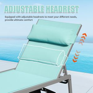 Set di 3 Chaise Longue in Alluminio per Patio con Tavolino Laterale, Lettini Reclinabili Regolabili per Esterni, Resistenti alle Intemperie, per Bordo Piscina - Product Image 4