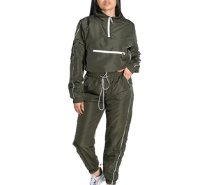 Windproof Sporty Tracksuits Women New Design Full Zipper <b>Nylon</b> Lightweight Full Sleeve Windbreaker Half-Zip Sporty Jogger <b>Pants</b> - Product Image 5