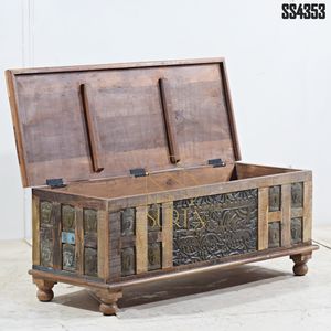 <b>Wooden</b> <b>Storage</b> <b>Trunk</b> Unique Indian Designer Living Room Furniture for Unique Latest Style Antique Look <b>Trunk</b> - Product Image 1