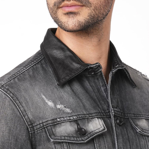 Best Selling Low Price <b>Men</b> <b>Denim</b> <b>Jackets</b> Sale Casual Wear Wholesale High Quality Hooded Cotton Jeans <b>Jacket</b> Front Logo - Product Image 2