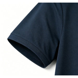 Polo en tricot à manches courtes pour homme, couleur unie, avec fermeture éclair, style décontracté, coupe classique, bleu foncé - Product Image 4