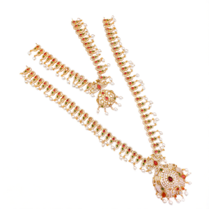 ชุดสร้อยคอแฟชั่นดีไซน์เนอร์แบบสองชั้นประดับด้วยหินโปตาและไข่มุก - Product Image 2