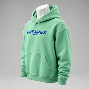 เสื้อฮู้ดสีเขียวมิ้นท์ OneApex สำหรับผู้ชาย ผ้าฝ้ายเฟรนช์เทอร์รี่ สวมใส่สบาย มีกระเป๋าหน้าและลายพิมพ์โลโก้ เหมาะสำหรับใส่ในฤดูใบไม้ร่วง - Product Image 2