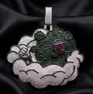 Pendentif personnalisé en moissanite, motif dessin animé, en argent sterling 925, plaqué rhodium, bijou rond brillant, cadeau - Product Image 2