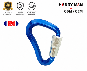 ผู้ขายจากโรงงานจีน คาราไบเนอร์อลูมิเนียมคุณภาพสูงแบบ Snap Hook มาตรฐาน ANSI ยี่ห้อ HM ผิวเคลือบอะโนไดซ์ รับน้ำหนักได้ 35kN พร้อมระบบป้องกันการแตกหัก - Product Image 1