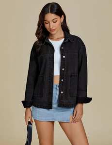 Veste en jean tricotée en coton respirant pour femme, collection automne, avec rivets brodés et perles, logo personnalisé, OEM/ODM disponible en gros - Product Image 1