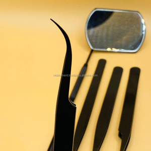 Custom Black Stainless Steel <b>Eyelash</b> Tweezers with Pointed <b>Applicator</b> Private Label Lash Tool OEM Product - Product Image 5