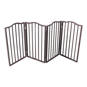 Cancelletto per Animali Domestici Autoportante in Legno per Porte e Scale, Design ad Arco Marrone, Motivo Solido - Product Image 5