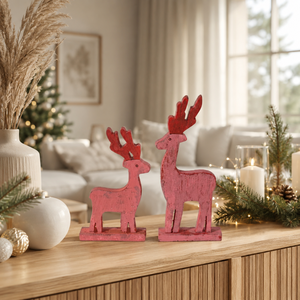 Ensemble de Décoration de Noël Moderne en Bois en Forme de Renne |   Figurines de table festives artisanales, écologiques, durables et multi-tailles - Product Image 4