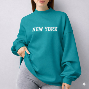 Pull tricoté oversize à col montant pour femme 2026 – Coupe ample décontractée, écologique, séchage rapide, avec logo frontal - Product Image 6