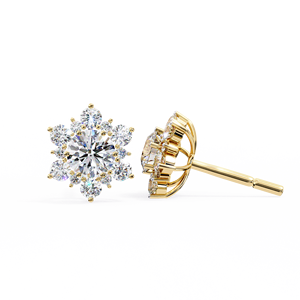 Boucles d'oreilles unisexes en or massif 14 carats, style vintage, pour fiançailles, mariage ou soirée, avec diamant de laboratoire taille brillant - Product Image 1