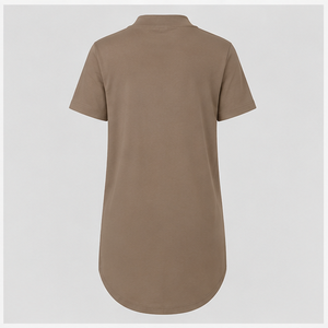 Womens Taupe Mock Neck Short Sleeve <b>Tunic</b> Fit T Shirt WTS-0156 - Product Image 2