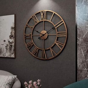 <b>Large</b> Vintage Roman Numeral Wall <b>Clock</b> with Rustic Wooden Finish for Home Living Room Office Decor Decorative Wall <b>Clock</b> - Product Image 3