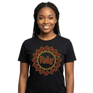 เสื้อยืดผู้หญิงทรงเข้ารูป ลายกราฟิก Ruby Burst ทรงสลิมฟิต สไตล์ลำลอง สตรีทแวร์ แขนสั้น คอกลม พิมพ์ลายตามสั่ง ผ้าฝ้าย - Product Image 1