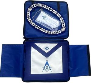 Ensemble de Regalia Maçonniques pour Maître Maçon de Loge Bleue : Tablier + Collier + Gants + Étui – Taille (18×16) - Product Image 2