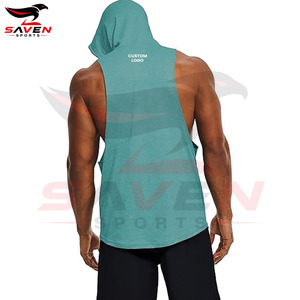 Nouveaux sweats à capuche sans manches pour hommes, coupe ajustée, couleur unie, pour la musculation et l'entraînement en salle de sport, vêtements de sport personnalisés pour hommes - Product Image 2