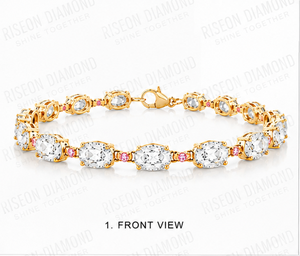 สร้อยข้อมือเพชรทรงรีพรีเมียม ชุบทอง ประดับด้วยพลอยสีชมพู เครื่องประดับหรูหราสำหรับสวมใส่ทุกวันและโอกาสพิเศษ ปลอดภัย - Product Image 6