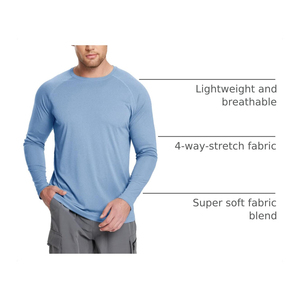 เสื้อรัดรูปแขนยาวสำหรับผู้ชายรุ่นใหม่ปี 2026 สีเขียวมะกอก แห้งเร็ว ผลิตจากโพลีเอสเตอร์ ป้องกันแสงแดด UPF 50+ เหมาะสำหรับกิจกรรมกลางแจ้ง - Product Image 6