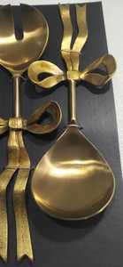 Ensemble de service à salade moderne en acier inoxydable avec poignée à design noué, têtes en acier inoxydable poli miroir, durable et réutilisable AH - Product Image 3