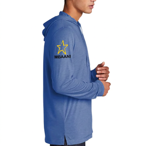 Sweat-shirt à capuche bleu pour homme Mbaani, manches longues, logo étoile brodé, vêtement décontracté, coupe classique, tricoté en polyester, printemps - Product Image 3