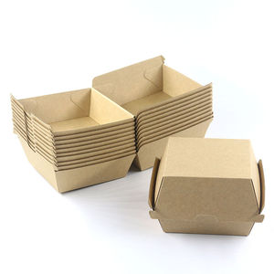 Boîte alimentaire en papier kraft personnalisée, jetable, pour emporter, emballage pour hamburgers avec impression de logo, écologique, vente en gros - Product Image 1