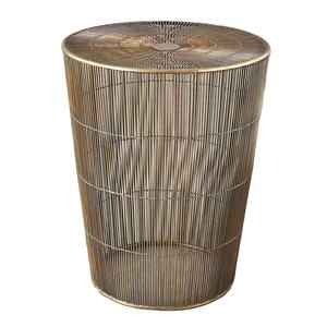 Table d'appoint en métal de forme ronde avec fil métallique fini or antique Mobilier de décoration de salon Table d'appoint faite à la main - Product Image 1